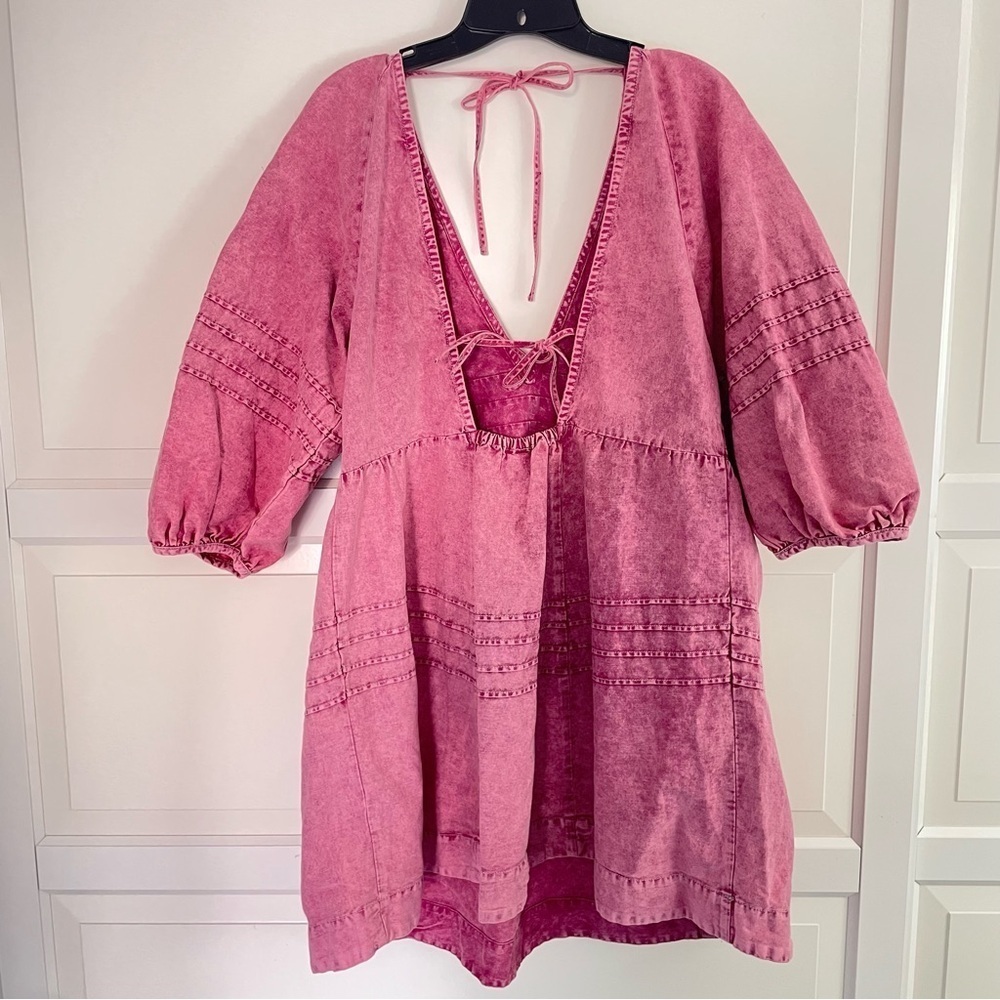 Free People sweet surrender babydoll v-neck dress pink 26690 - Picture 3 of 6